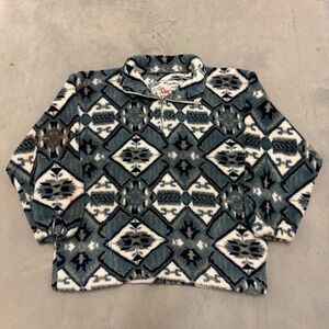 Arctica Mens Southwestern Sherpa Fleece Quarter Zip Pullover Blue Geometric L